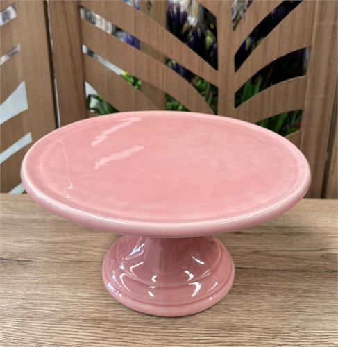 6182 PRATO DE BOLO C/PÉ ROSA 27X15CM