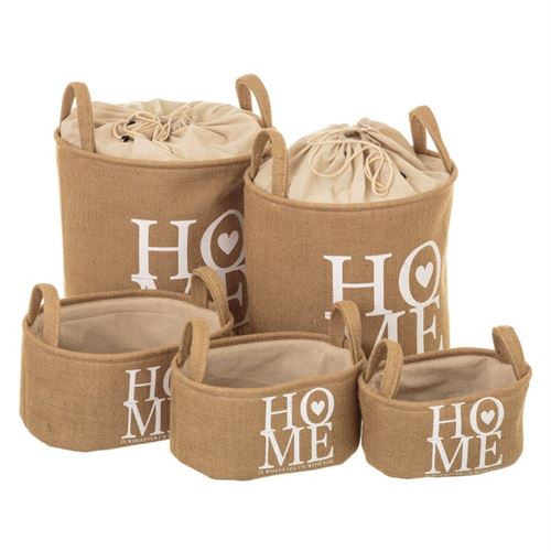 48370 CESTO _amp_ 3 CESTA JUTA 40X40X42CM SET2