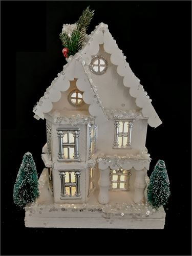 N1600400170 CASA MADEIRA COM LUZ 32CM