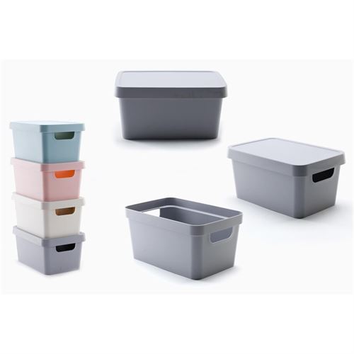 P092584279 CAIXA G-639 CINZA C/ TAMPA 284x170x125MM