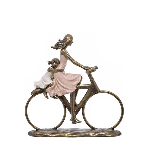 86133 MULHER COM MENINA BICICLETA POLIRESINA