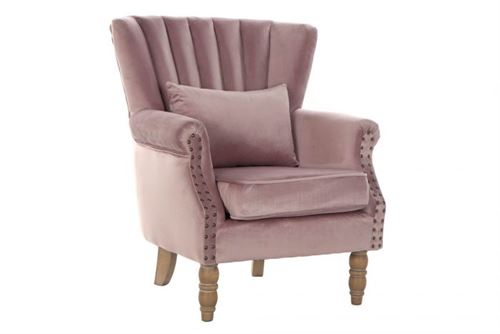 MB-175522 CADEIRÃO VELUDO RUBBERWOOD 73X75X87 ROSA