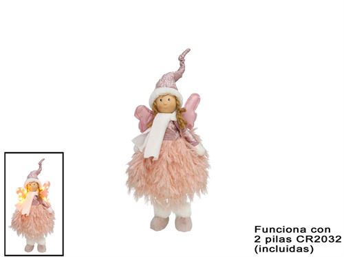 ANJO ROSA C/ASAS 12LUZES 48X14X11CM