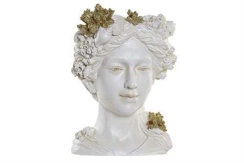 MC-182443 FLOREIRO RESINA 27X25X36,5 MULHER BRANCO