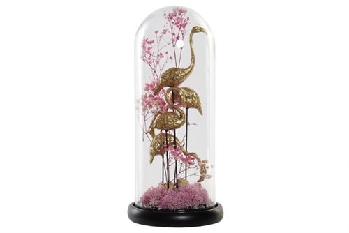 DH-180478 DEC RESINA VDR 14X14X32 FLAMINGOS DOURADO