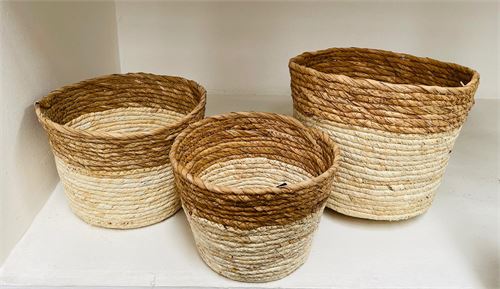 CESTOS VERGA REDONDOS BICOLOR  19,5X25,5CM SET3