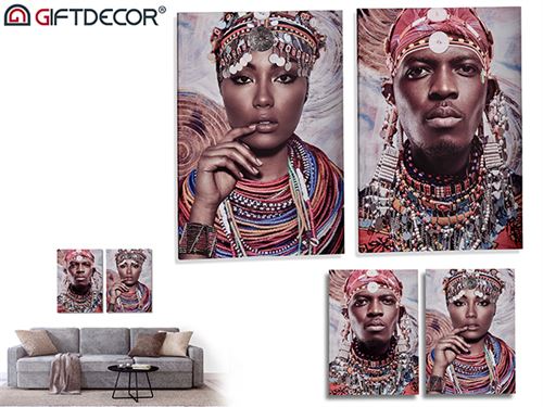 TELA 2 PEÇAS CASAL AFRICANO 50X70X3CM