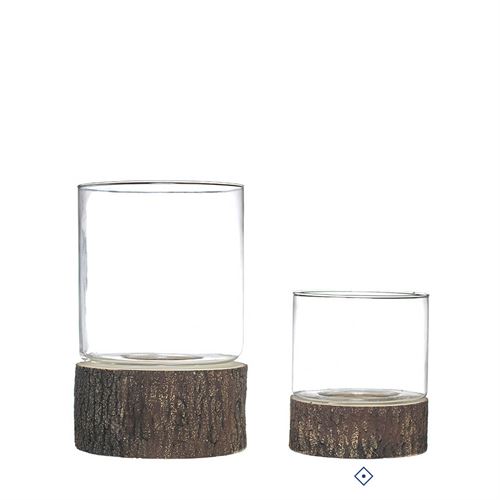 80212 CASTIÇAL MADEIRA VIDRO