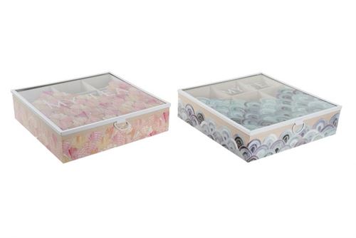 CAIXA CHÁ MDF VDR 24X24X6,5 CONCHAS 2MOD