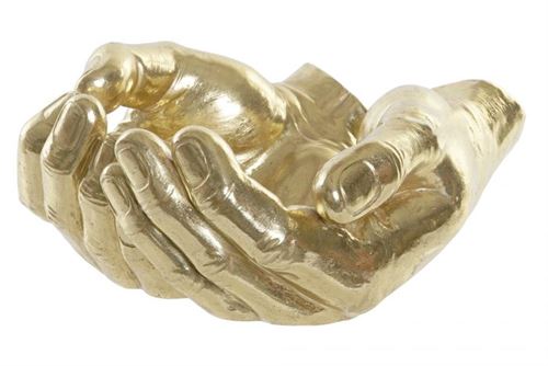 CENTRO MESA RESINA 29,5X26X11,7 MÃOS DOURADO