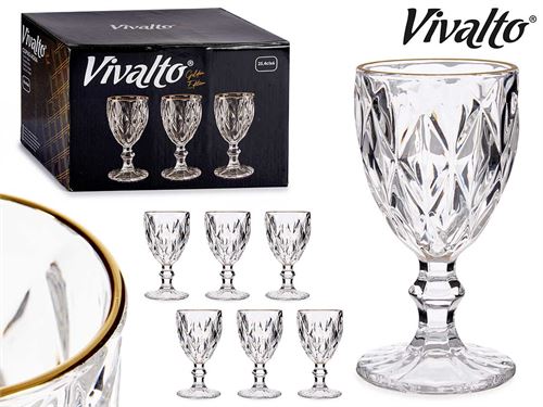 83514 COPO VIDRO 254ML DIAMANTE FIO OURO PK-6