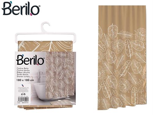 67016 CORTINADO BANHEIRA BEGE FOLHAS 180X180
