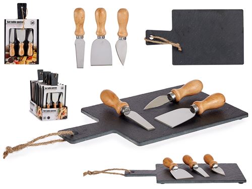 87378 TABUA QUEIJOS ARDOSIA COM 3 FACAS