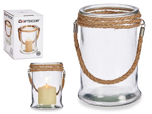 78820 PORTA VELAS VIDRO ASA CORDA 17,5X13,5CM