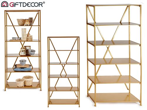 93248 ESTANTE METAL DOURADA 6 PRATELEIRAS 86 x 36 x 192 cm.