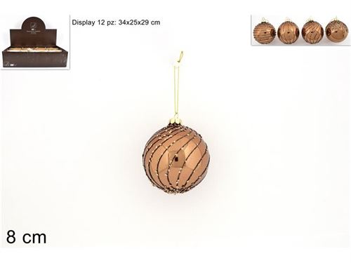 69692 PALLA VETRO 8CM MARRONE LUCIDA 4ASS KS21-DUE-14