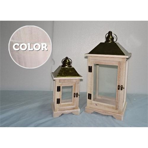 67163 LANTERNA MDF NAT SET2 19X23X45