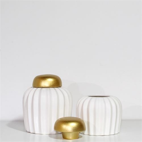 POTE DAZIO BR C/TAMPA DOURADA 13X13X15CM