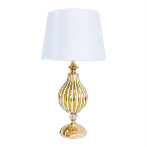 CANDEEIRO BASE CROMADA E CERAMICA BR./OURO 69CM 2019322