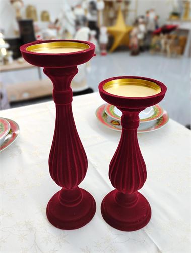 CASTIÇAL VELUDO GRENAT 28CM