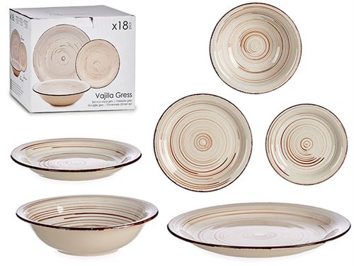 90364 SERVIÇO LOIÇA GRES 18PÇS CREME 26,5 19,521,5CM