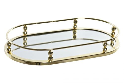BD-183043 BANDEJA ESPELHO METAL 32,5X18,5X4,5 DOURADO