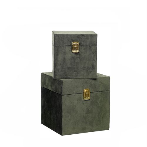 84264 CAIXA DECORATIVA VERDE SET 2 20CM