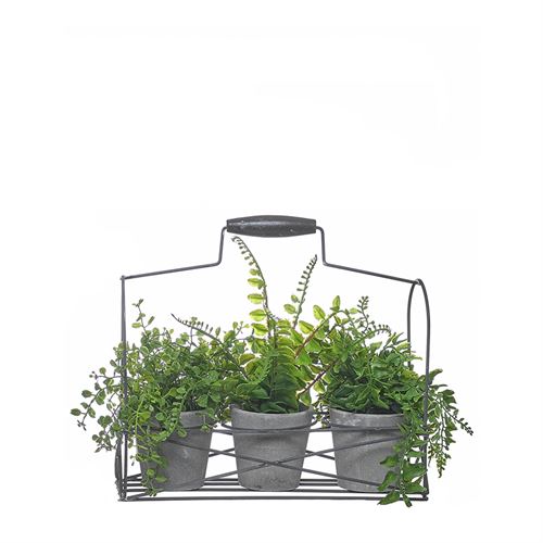 43372 SUPORTE C/3 VASOS MINI E PLANTA ARTIFICIAL