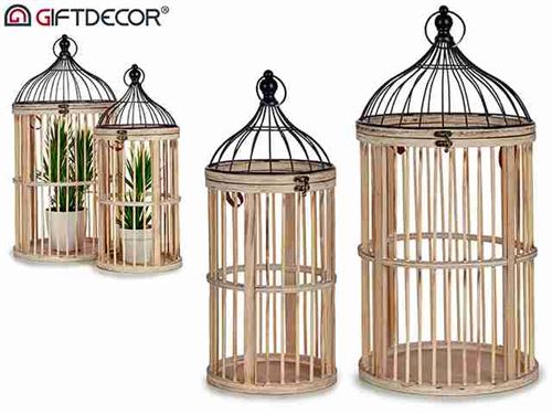 78722 SET 2 GAIOLAS MADEIRA MTL