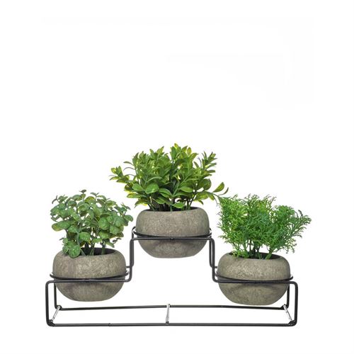 43363 SUPORTE C/3VASOS MINI E PLANTA ARTIF