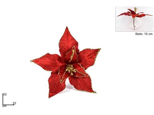 77060 FIORE C/GLITTER PINZETTA 22CM ROSSO BMA-45A/RED!!