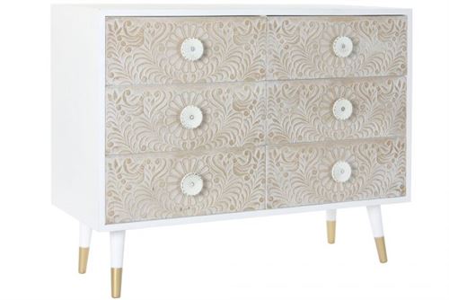 MB-181215 CÓMODA  ABETO 100X42X80 MANDALA BRANCO