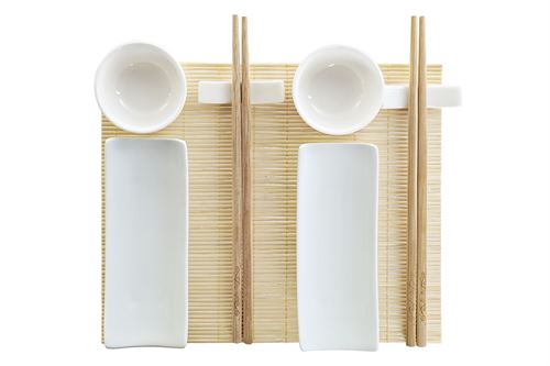 PC-186228 SUSHI SET 10 BAMBU CER MICA 28,5X19,5X3,3 NATURAL