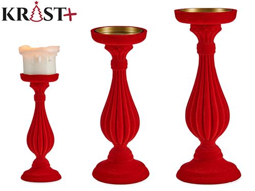 91529 CASTIÇAL VELUDO VERMELHO