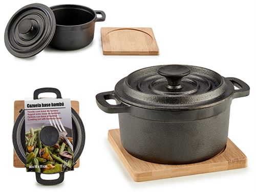 64309 CAÇAROLA FERRO C/BASE MADEIRA