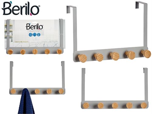 22091CABIDE PORTA 5 GANCHOS BAMBU CINZA