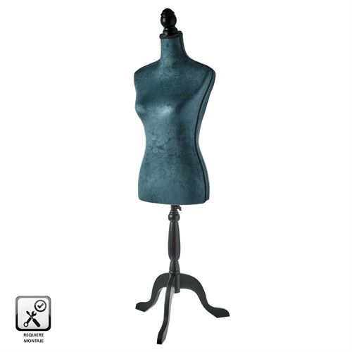 801683 MANEQUIM VELUDO/MDF AZUL