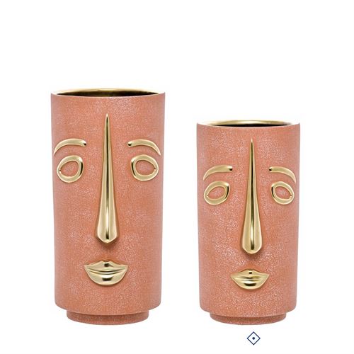 28386 JARRA CERAMICA FACE GOLDEN BRICK 25CM