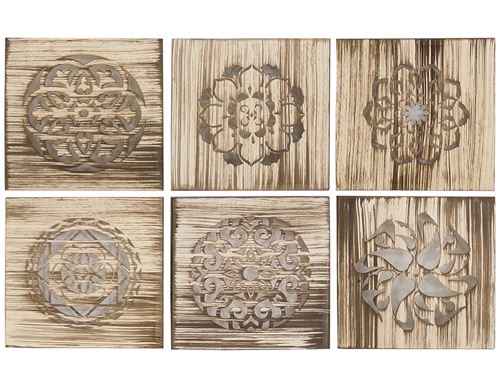 QUADRO MANDALA MADEIRA 40X40CM 6SORT