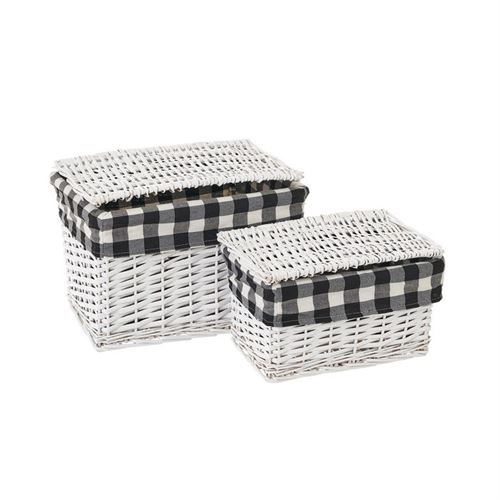 800820 CESTAS NATURLIFE BRANCO SET2 36X26X25CM