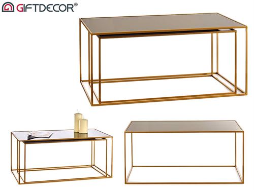 81451 MESAS RECTANGULARES PRETAS DOURADAS SET2