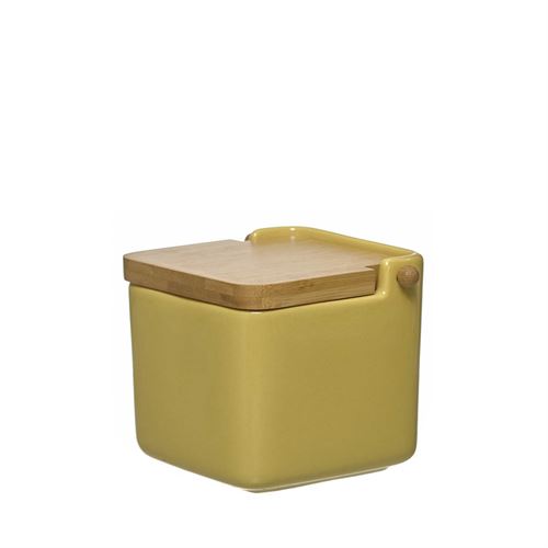 24254-SALEIRO PORCELANA E BAMBU MOSTARDA