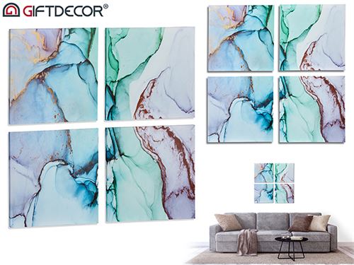 94980 TELA 4 PEÇAS MARMORE AZUL 35X35CM