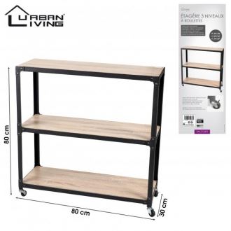 151084 PRATELEIRA DE 3 NÍVEIS COM RODAS 80X30X80