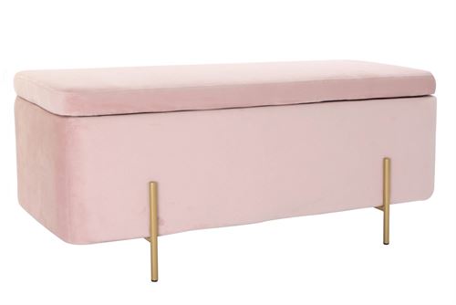 MB-180867 BANQUETA POLIÉSTER METAL 110X44X44 VELUDO ROSA