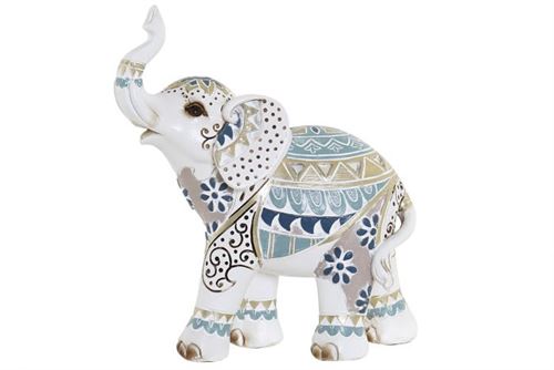 RF-181274 FIGURA RESINA 16X7X18 ELEFANTE BRANCO