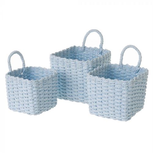 800314 SET 3 CESTA PAPEL AZUL 20X20X18