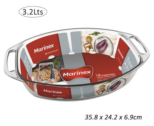 6663.020 ASSADEIRA OVAL VIDRO 35,8X24,2X7CM   3LT