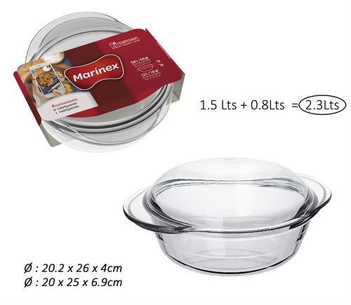 6456 CAÇAROLA REDONDA C/T GRANDE VIDRO 25X20X6,9CM