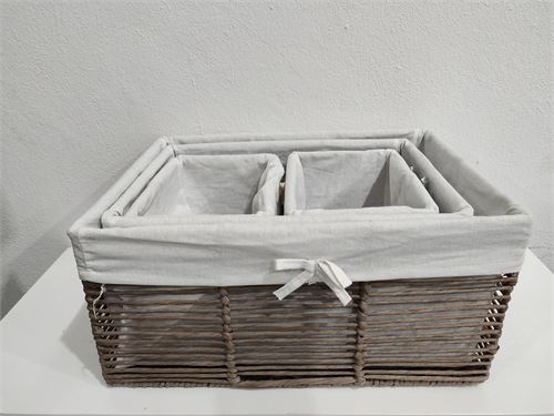 58308 SET 4 CESTOS CORDA BEJE